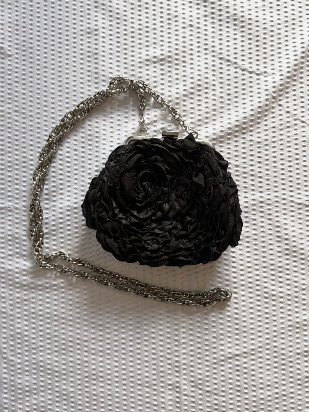 White House/Black Market Black Satin Evening Clutch/Purse/Bag